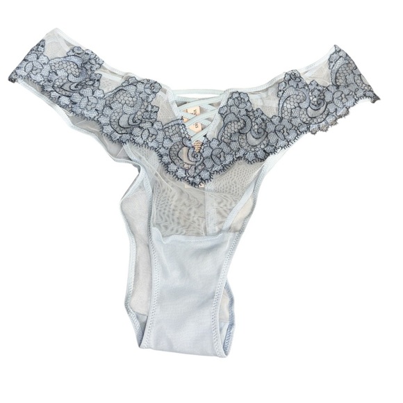 Victoria's Secret Boho Floral Embroidery Brazilian Panty Blue - Picture 2 of 7